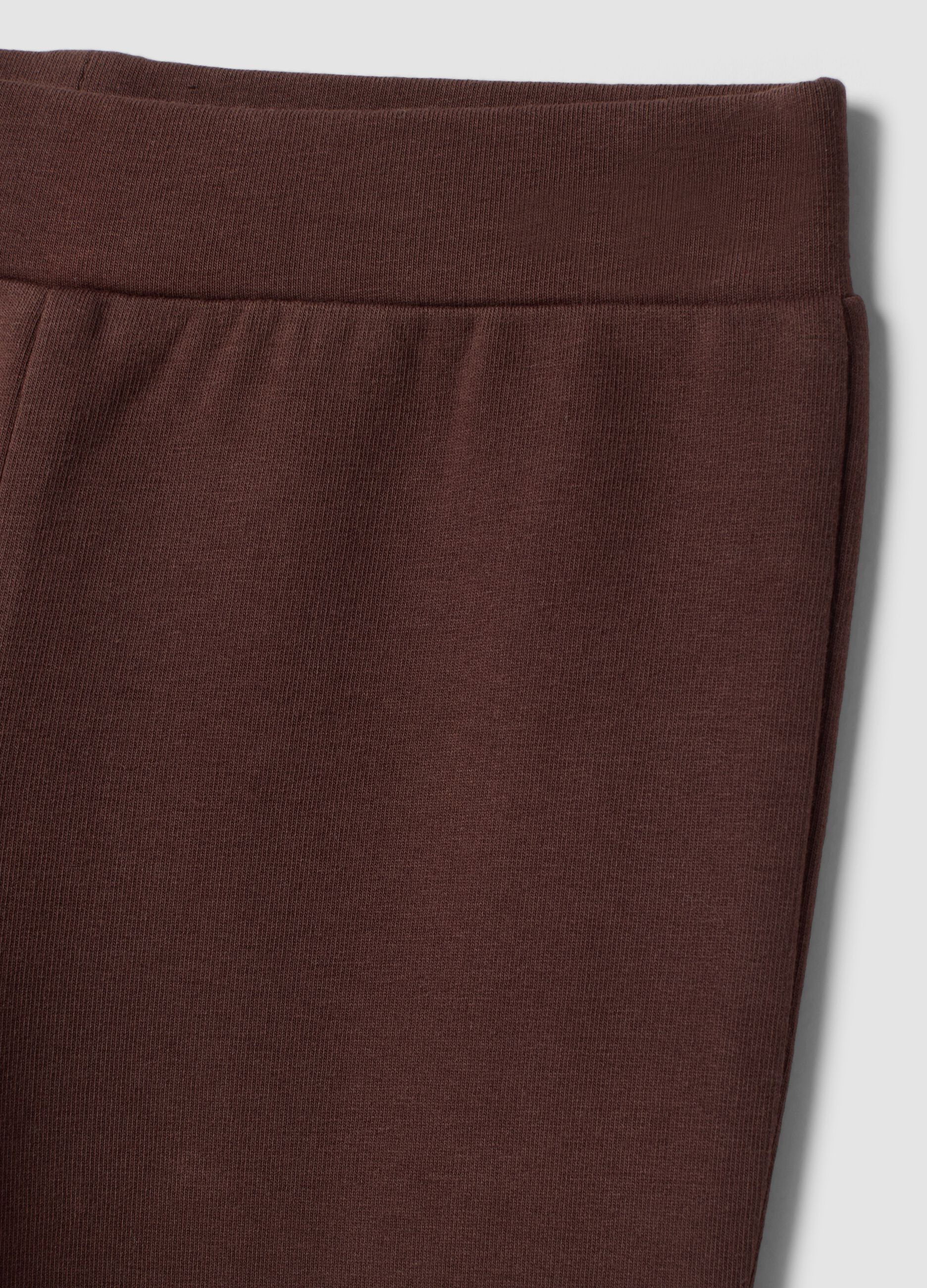 Leggings marroni flare in cotone elasticizzato