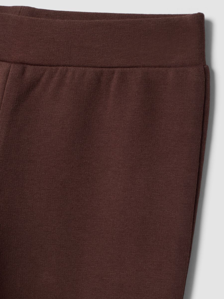 Leggings marroni flare in cotone elasticizzato_3