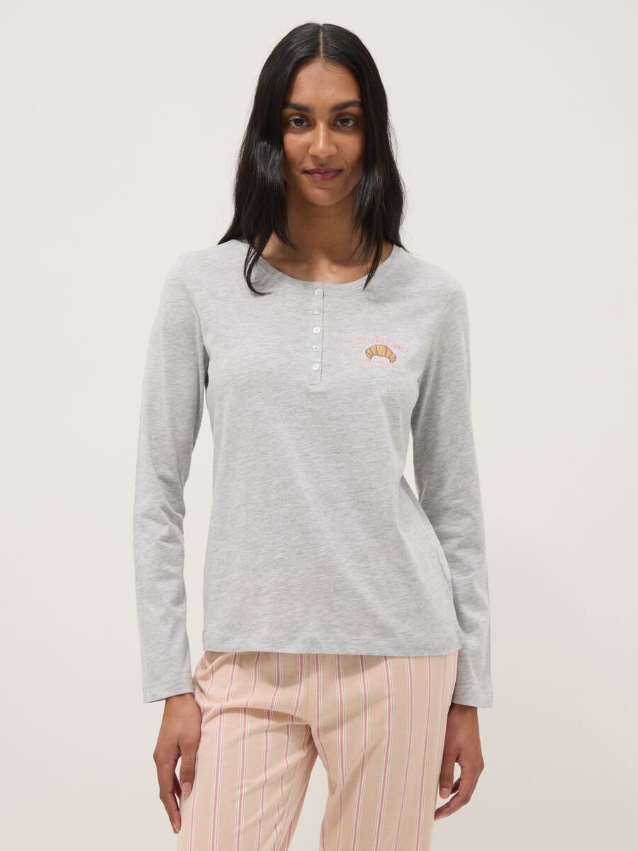 Regular fit multicolour pure cotton pyjamas with croissant_1