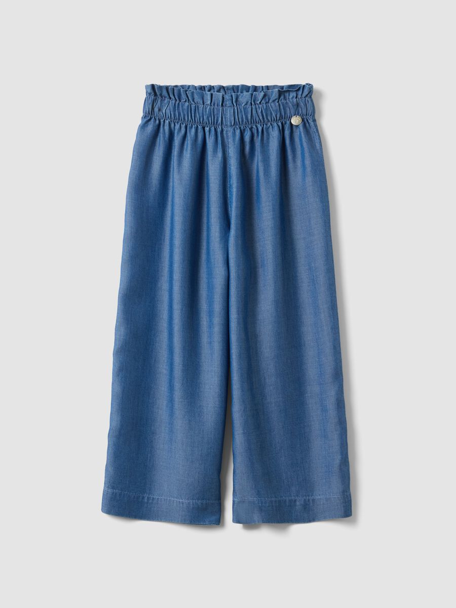 Girls' blue culotte jeans in pure lyocell regular fit_0