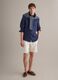 Blue pure linen shirt with band collar, regular fit_1