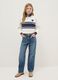 Girls' blue pure cotton jeans regular fit with rips_0