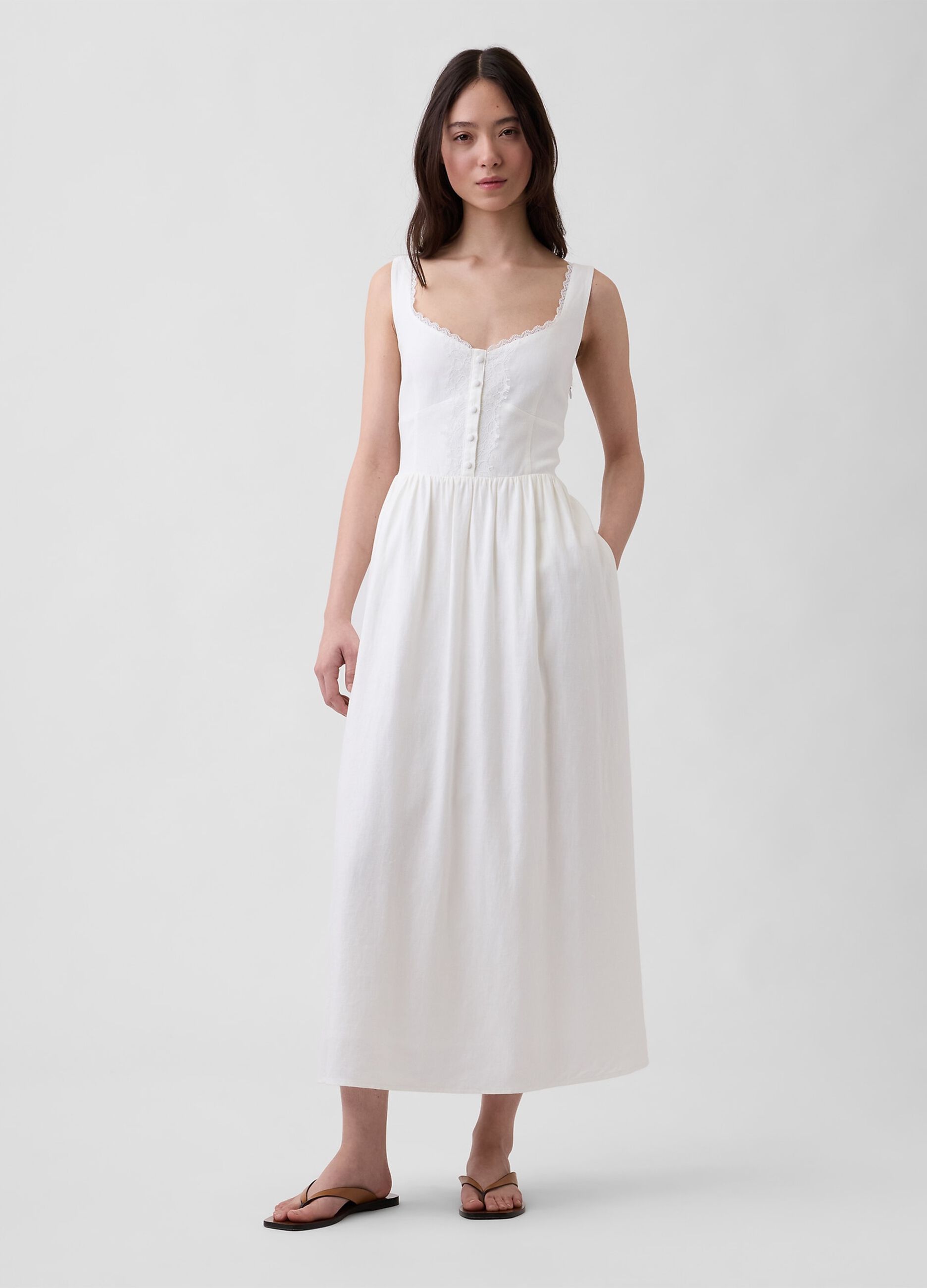Midi dress in linen blend