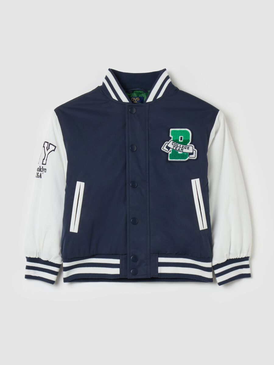 College-motif varsity bomber jacket_0