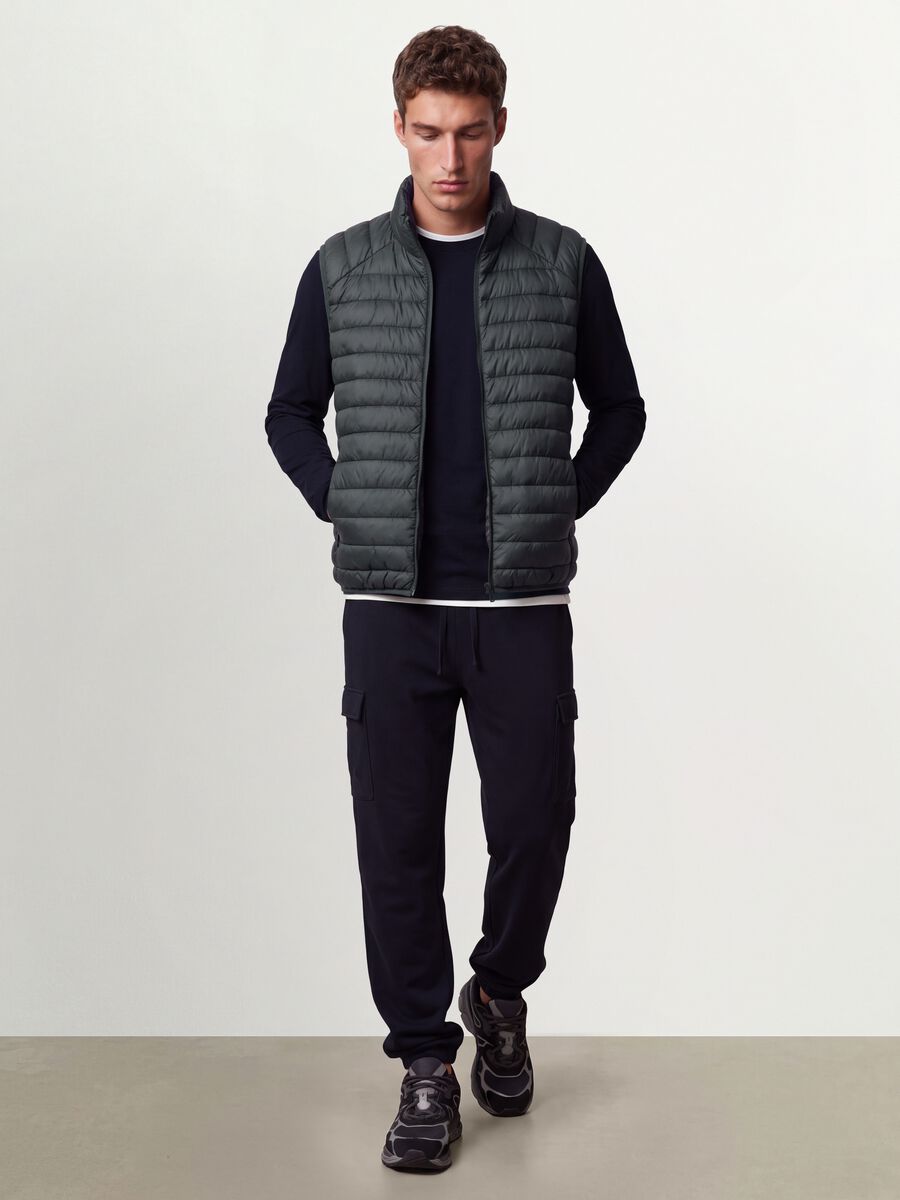 Grey Ultralight Padded Gilet with Zip_1