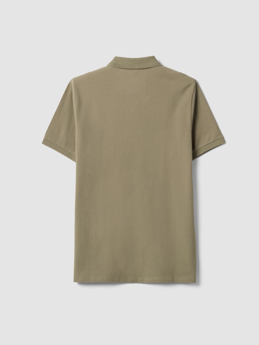 Green pure cotton piqu&eacute; polo shirt with classic collar, regular fit_5