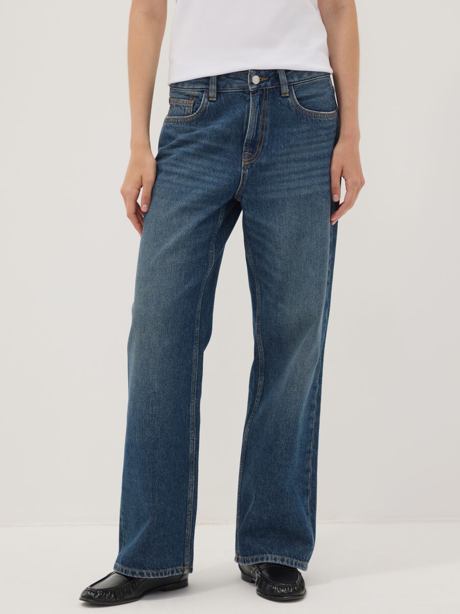 Straight-Fit-Jeans aus reiner Baumwolle in Dunkelblau_2