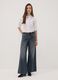 Blue pure cotton super wide-leg jeans_0