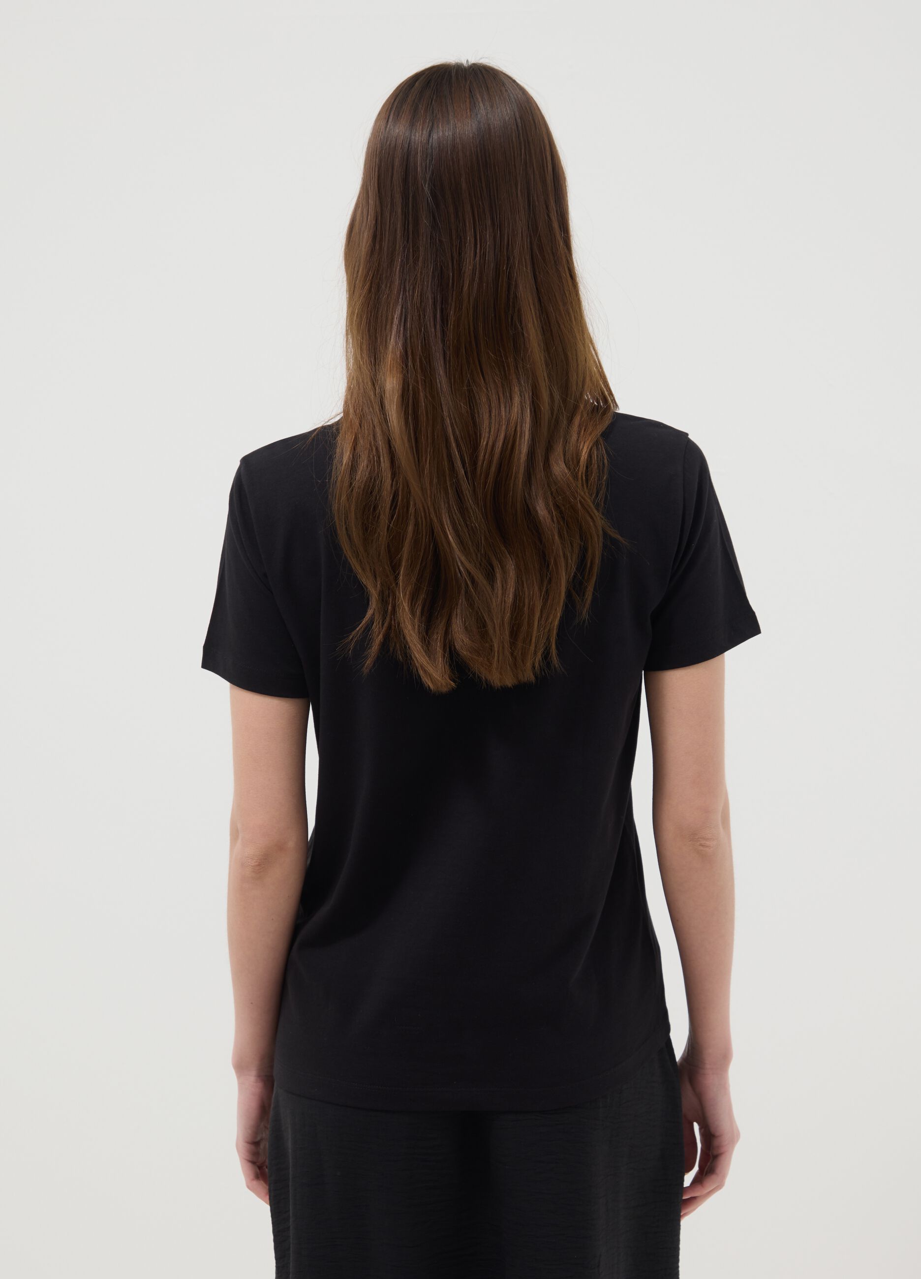 Black pure cotton T-shirt with K-Pop Demon Hunters print, oversized fit