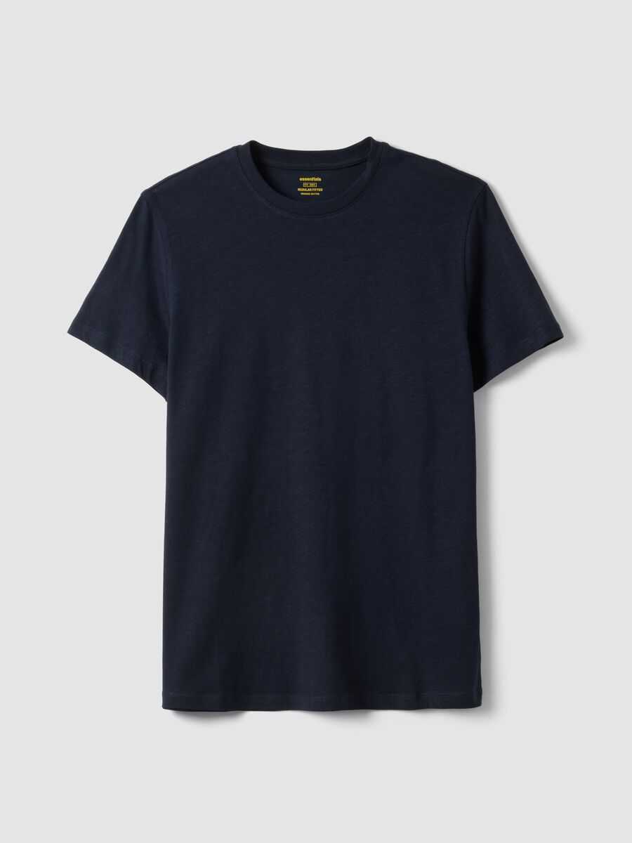 Short sleeve pure cotton blue regular fit T-shirt_0