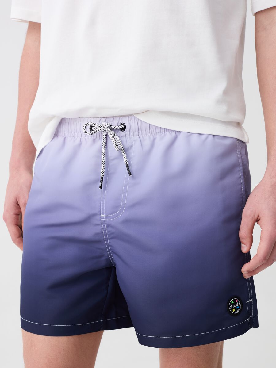 Degradé swimming trunks with logo patch_1