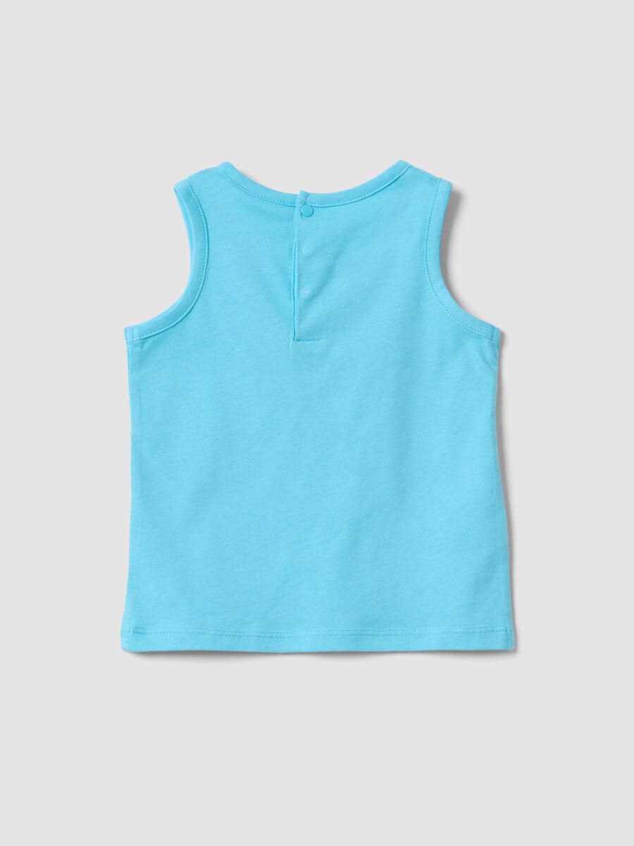 Blaue Jungen-Canotta aus reiner Baumwolle, Regular Fit, mit Segelboot-Print_1