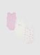 Newborn girls' multicolour pure cotton bodysuit tripack with designs_0
