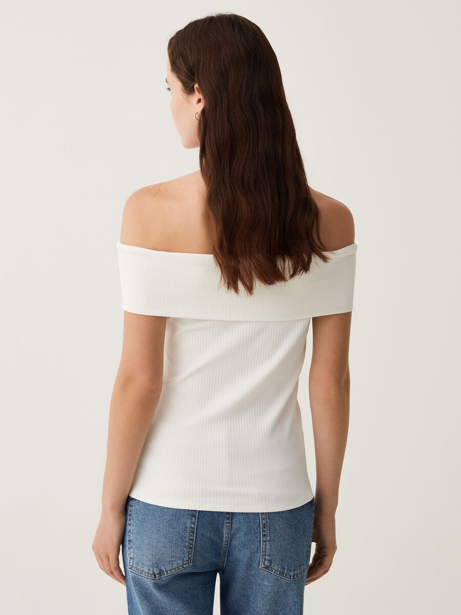 Flat ribbed T-shirt with drop shoulders_2