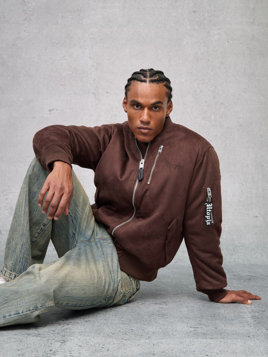 Brown Suede Bomber Jacket_2