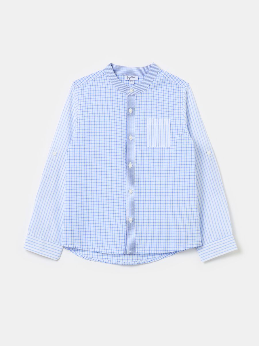 Check and striped shirt in cotton_0