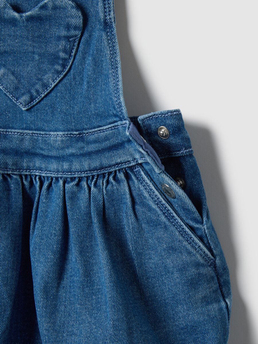 Blue denim regular fit dungaree dress for girl_2
