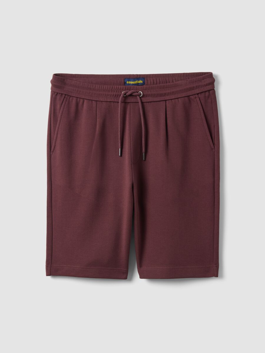 Braune Shorts aus reiner Baumwolle im Regular Fit mit Kordelzug_0