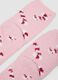 Light pink stretch-fabric socks with festive Christmas pattern_2
