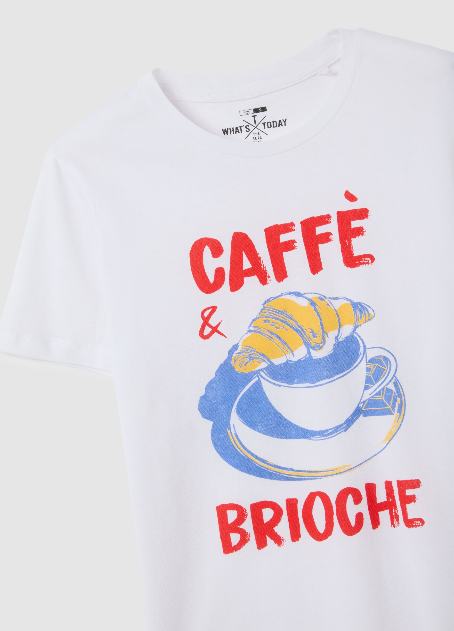 White pure cotton T-shirt, regular fit