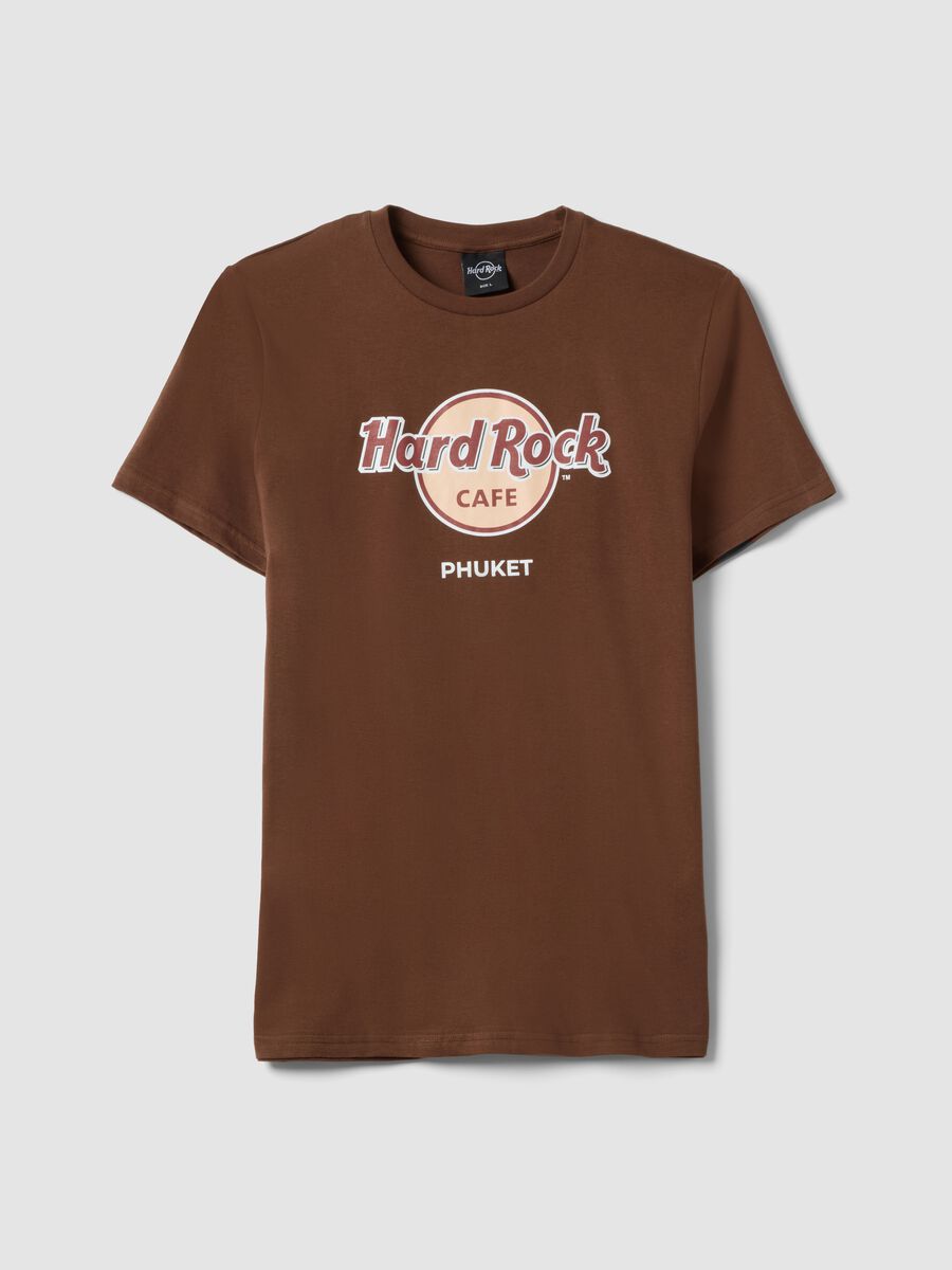 Braunes T-Shirt aus reiner Baumwolle mit Hard Rock Cafe-Print, Regular Fit_0