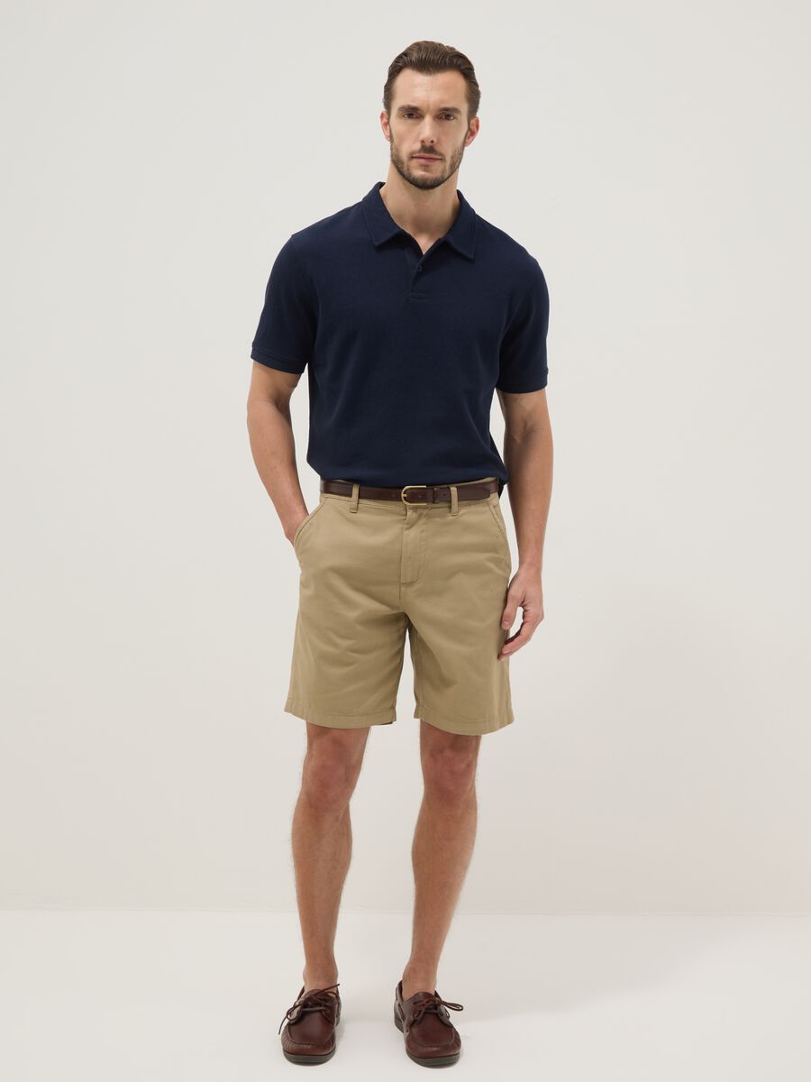 Regular fit blue stretch cotton polo_1