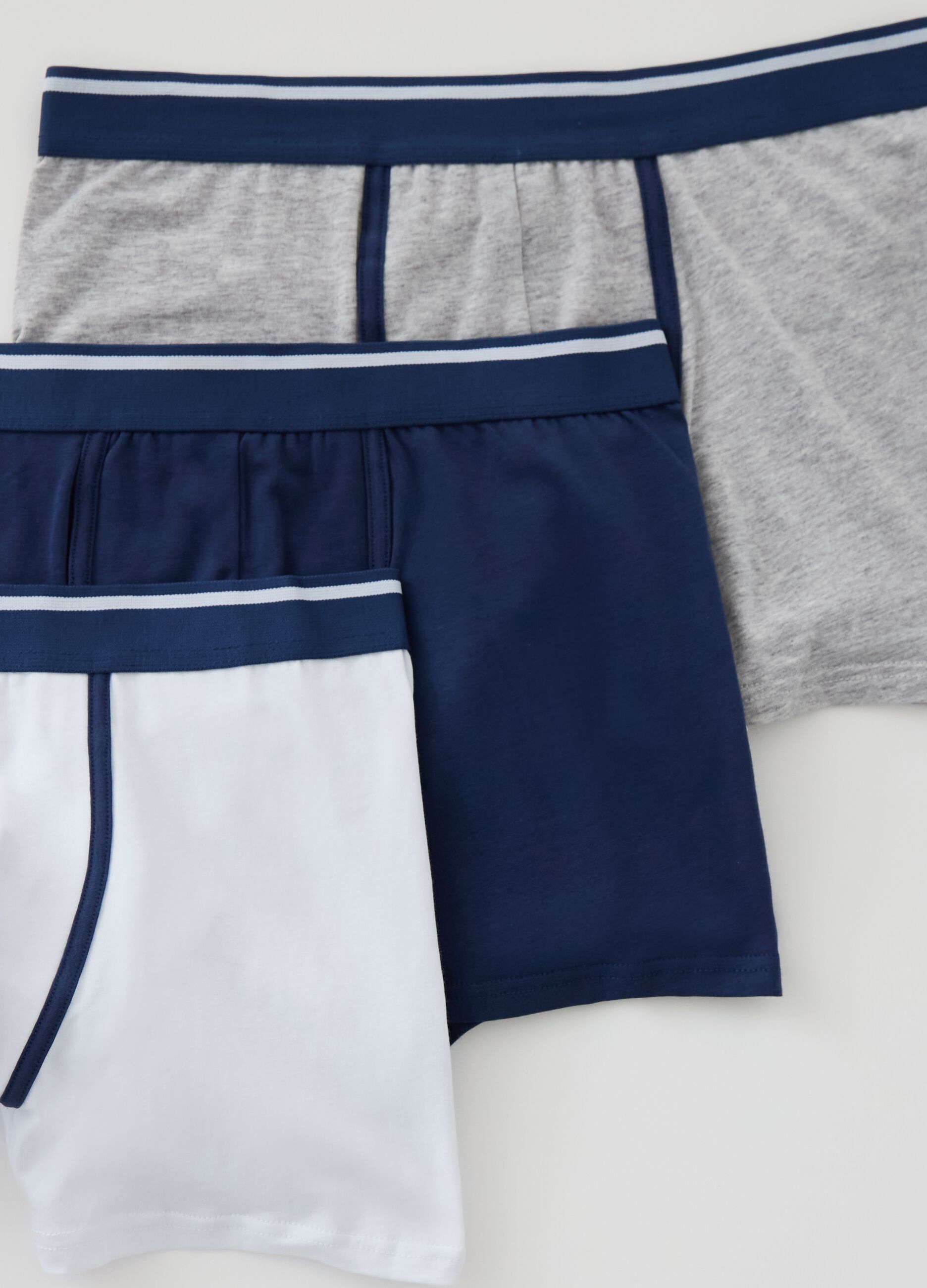 Three-pack midi boxer shorts with striped trim