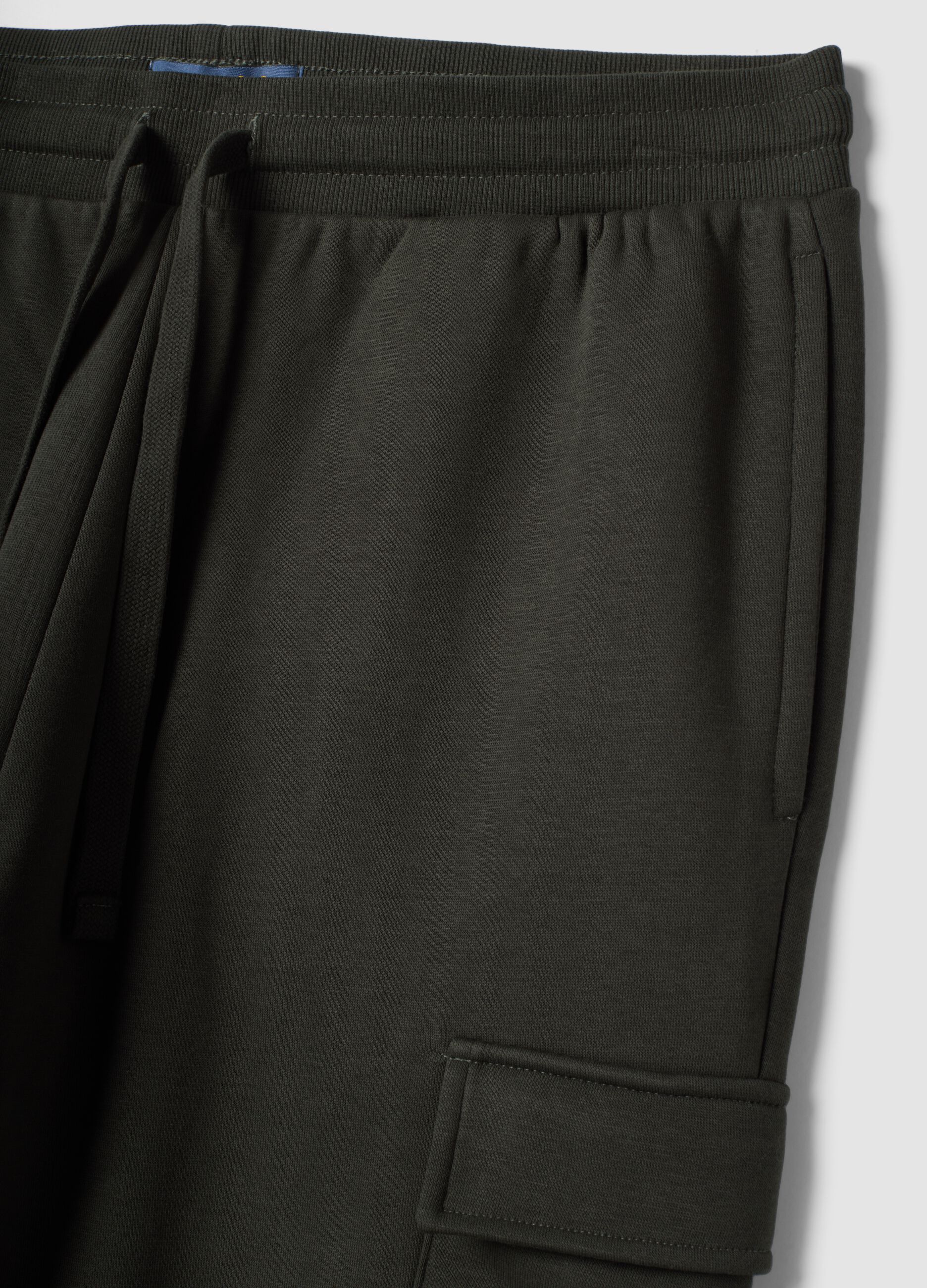 Grey cotton-blend cargo joggers with drawstring, regular fit