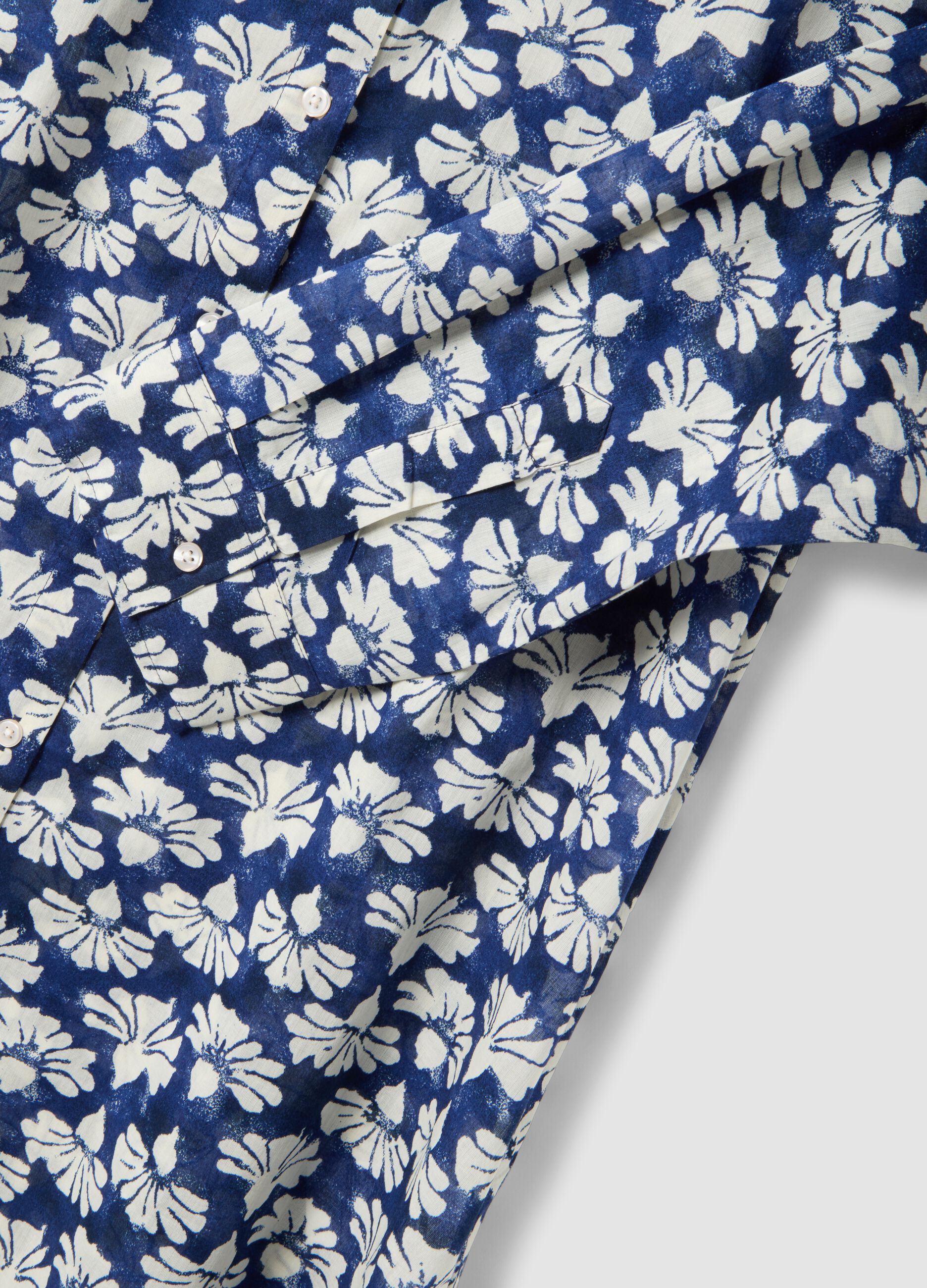 Blue pure cotton kaftan with floral print
