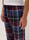 Pantaloni pigiama rossi e blu in flanella di puro cotone organico a quadri_3