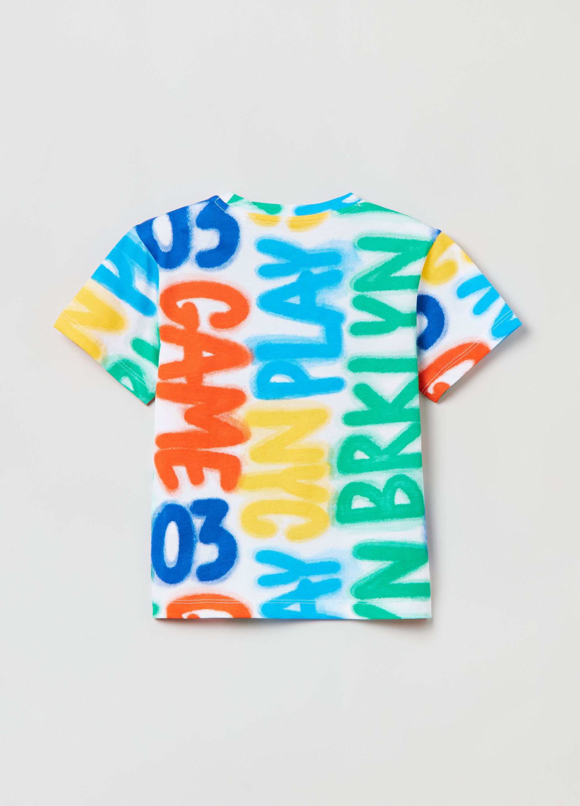 T-shirt in cotone con stampa lettering