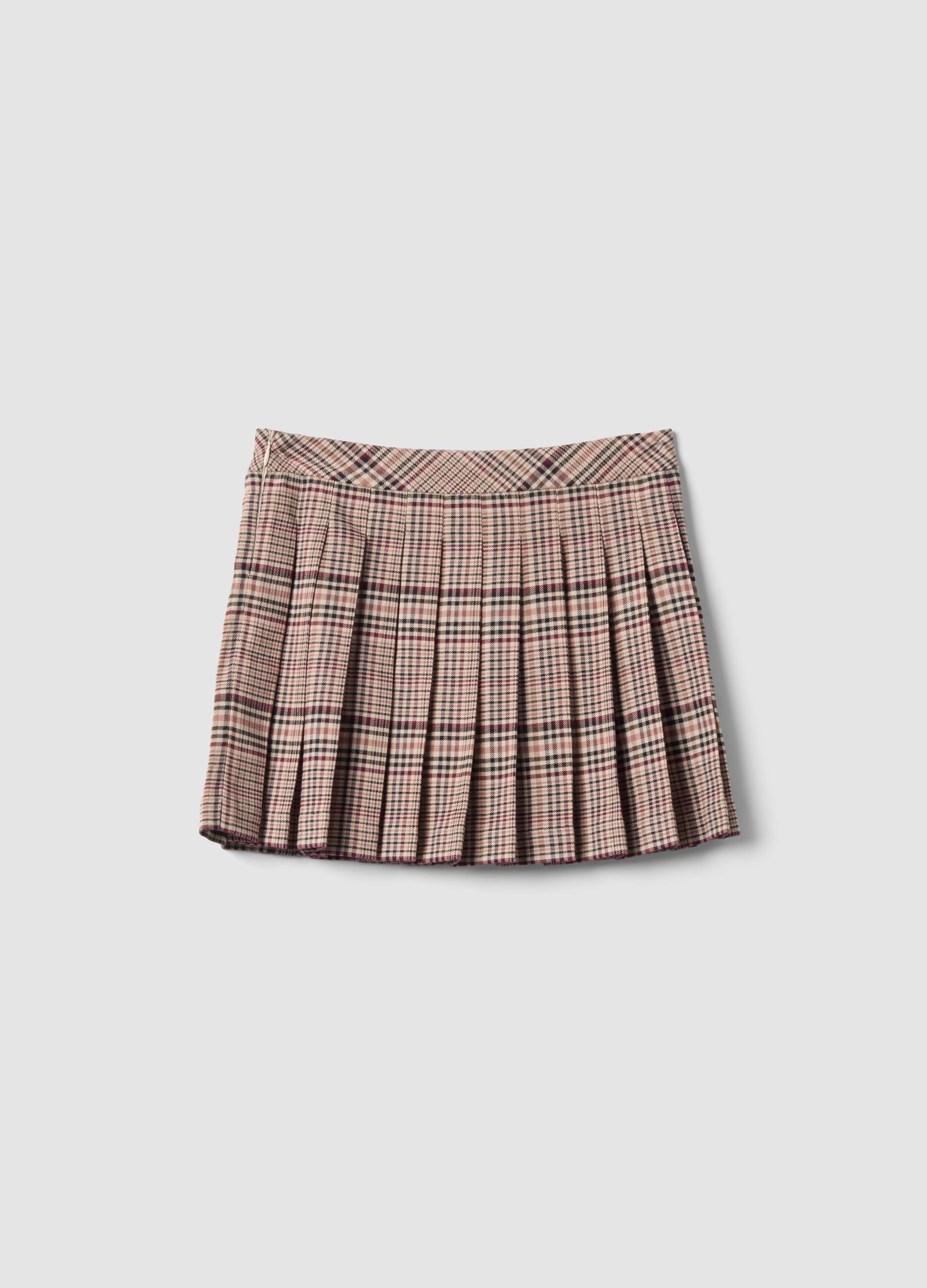 Brown pleated skirt in stretch viscose
