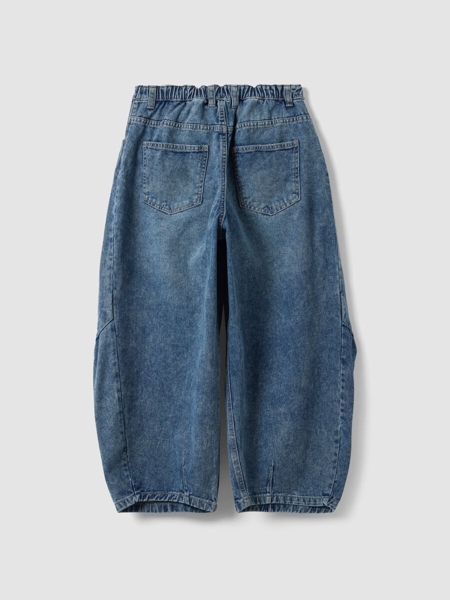 Pure cotton denim balloon-fit jeans for girls_1