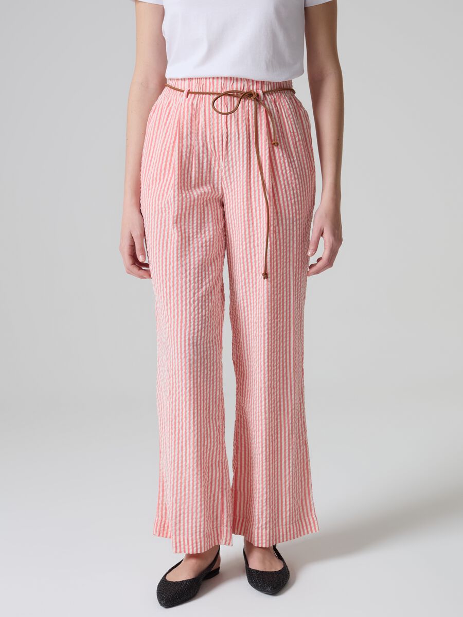 Striped seersucker trousers with belt_2