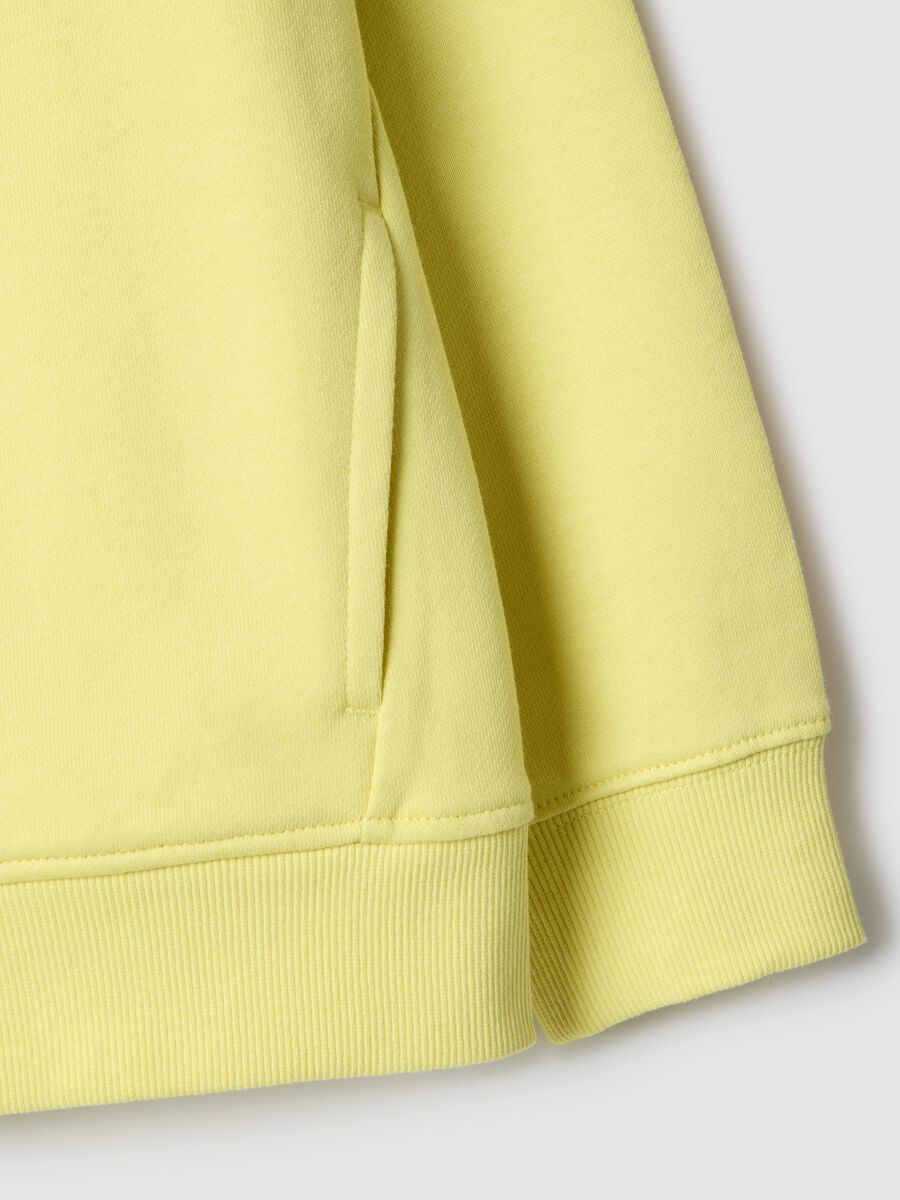 Yellow hooded zip sweatshirt for children in pure cotton regular fit_3