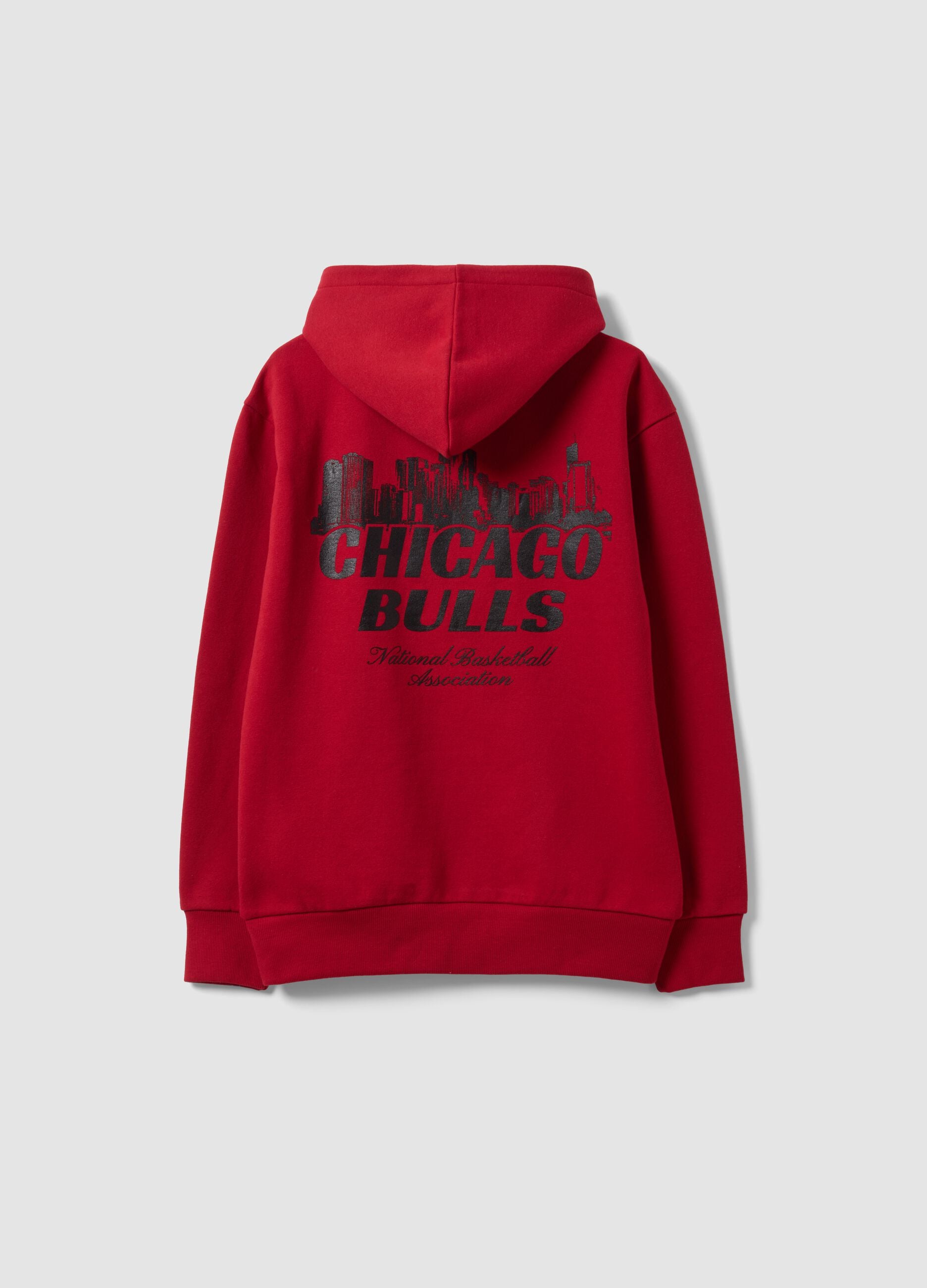 Sweat &agrave; capuche rouge en coton m&eacute;lang&eacute; avec logo Chicago Bulls pour gar&ccedil;on