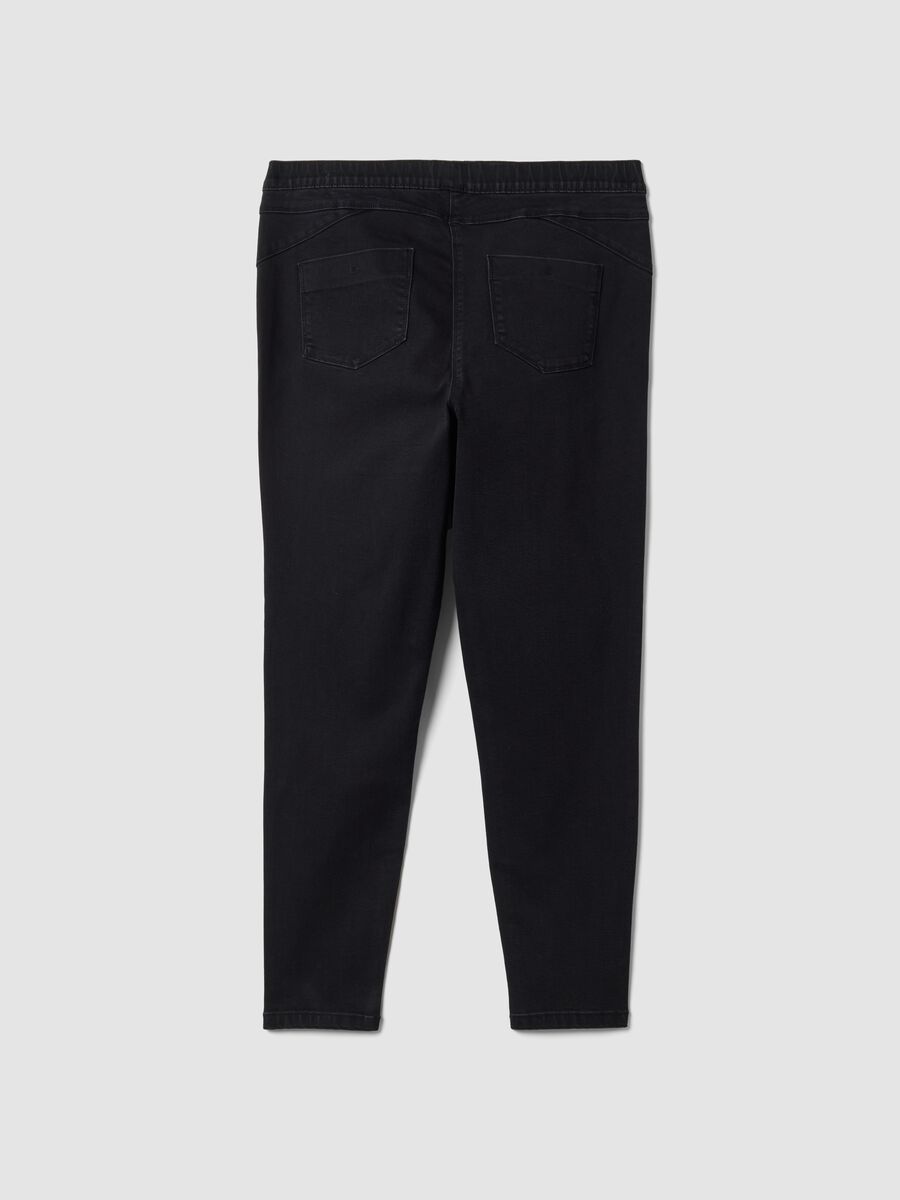 Schwarze Skinny-Jeggings aus elastischer Baumwolle und Viskose_6