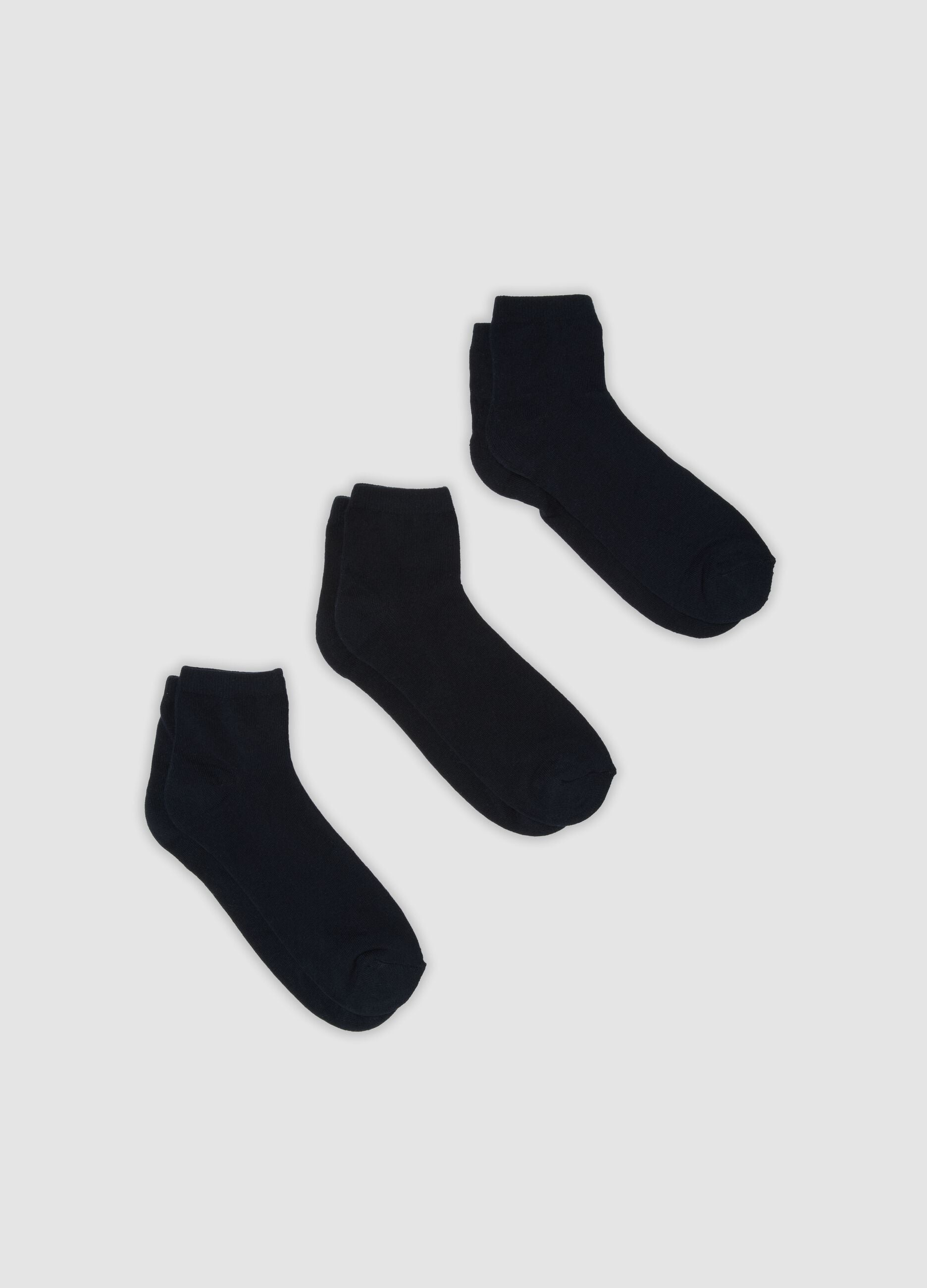 3er-Pack blaue Sportsocken in Kn&ouml;chelh&ouml;he aus Bio-Baumwolle