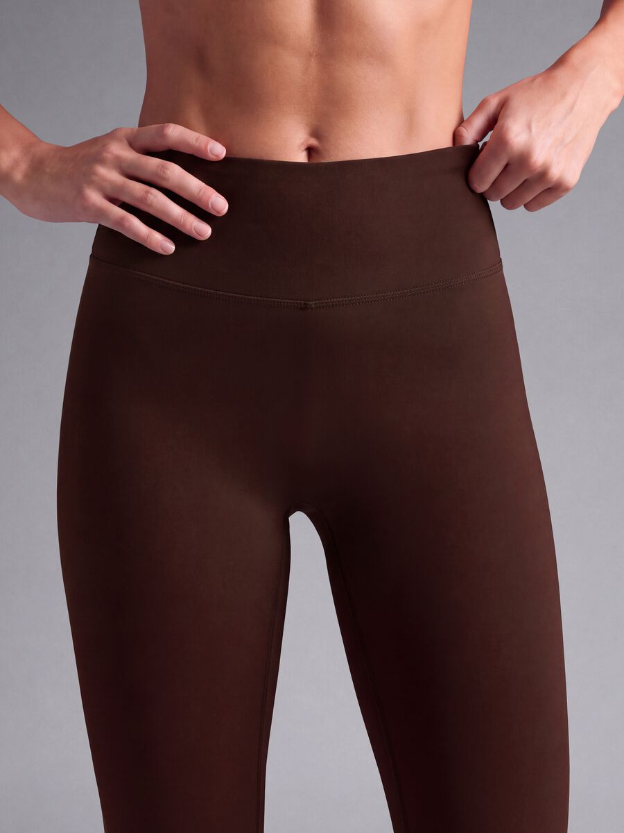 Brown high-waisted stretch leggings_3