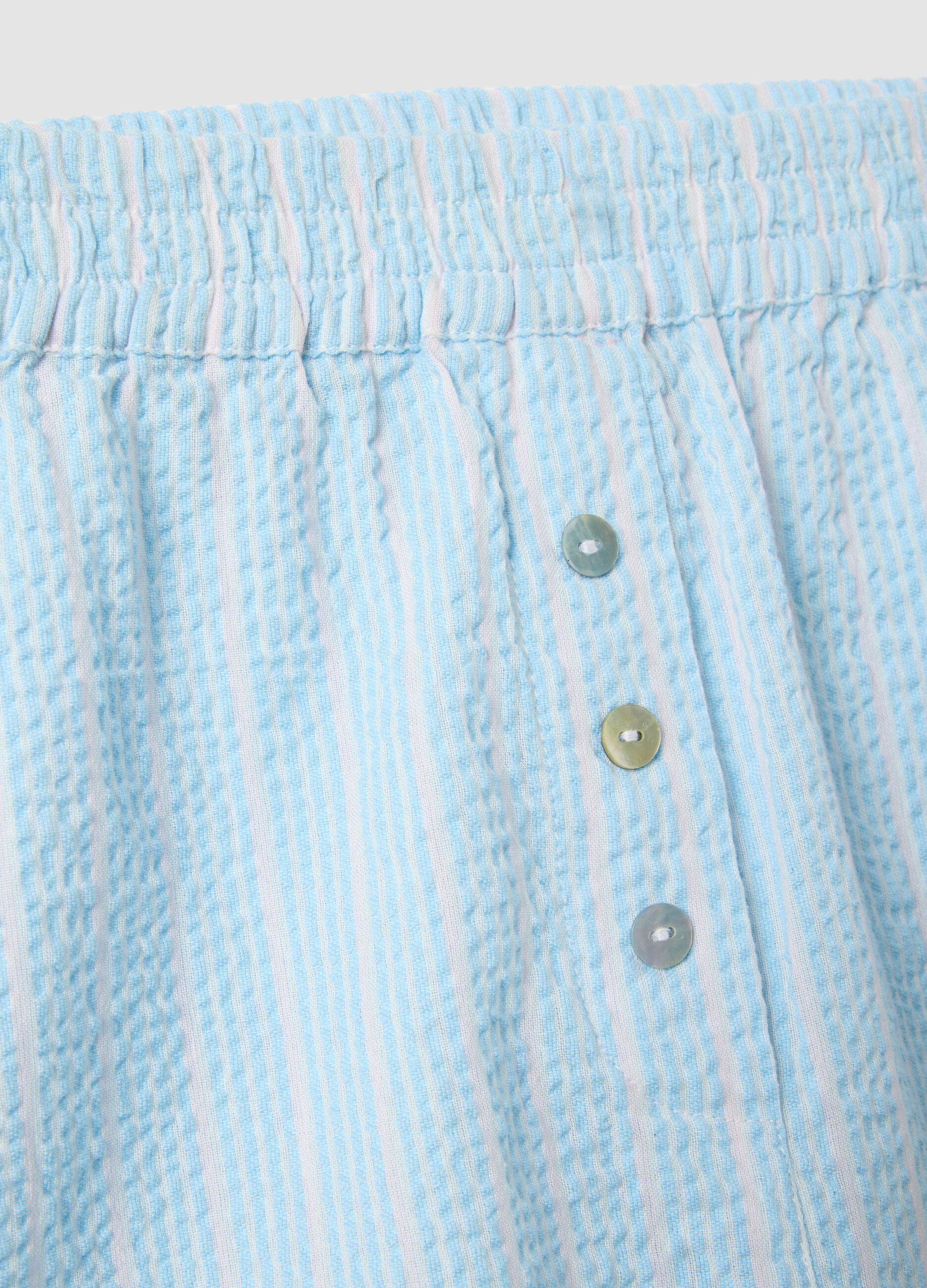 Blue striped pure cotton pyjama shorts, regular fit