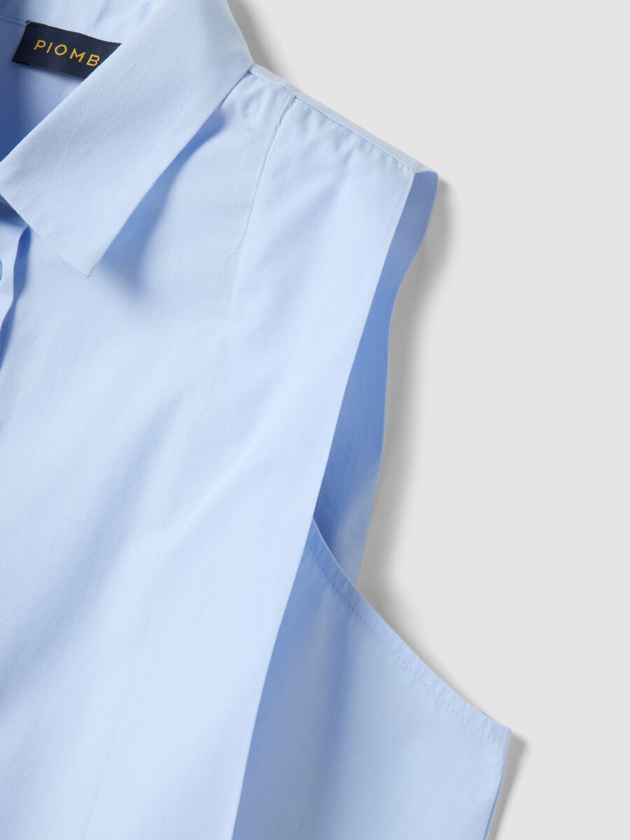 Sleeveless light-blue pure cotton shirt_5