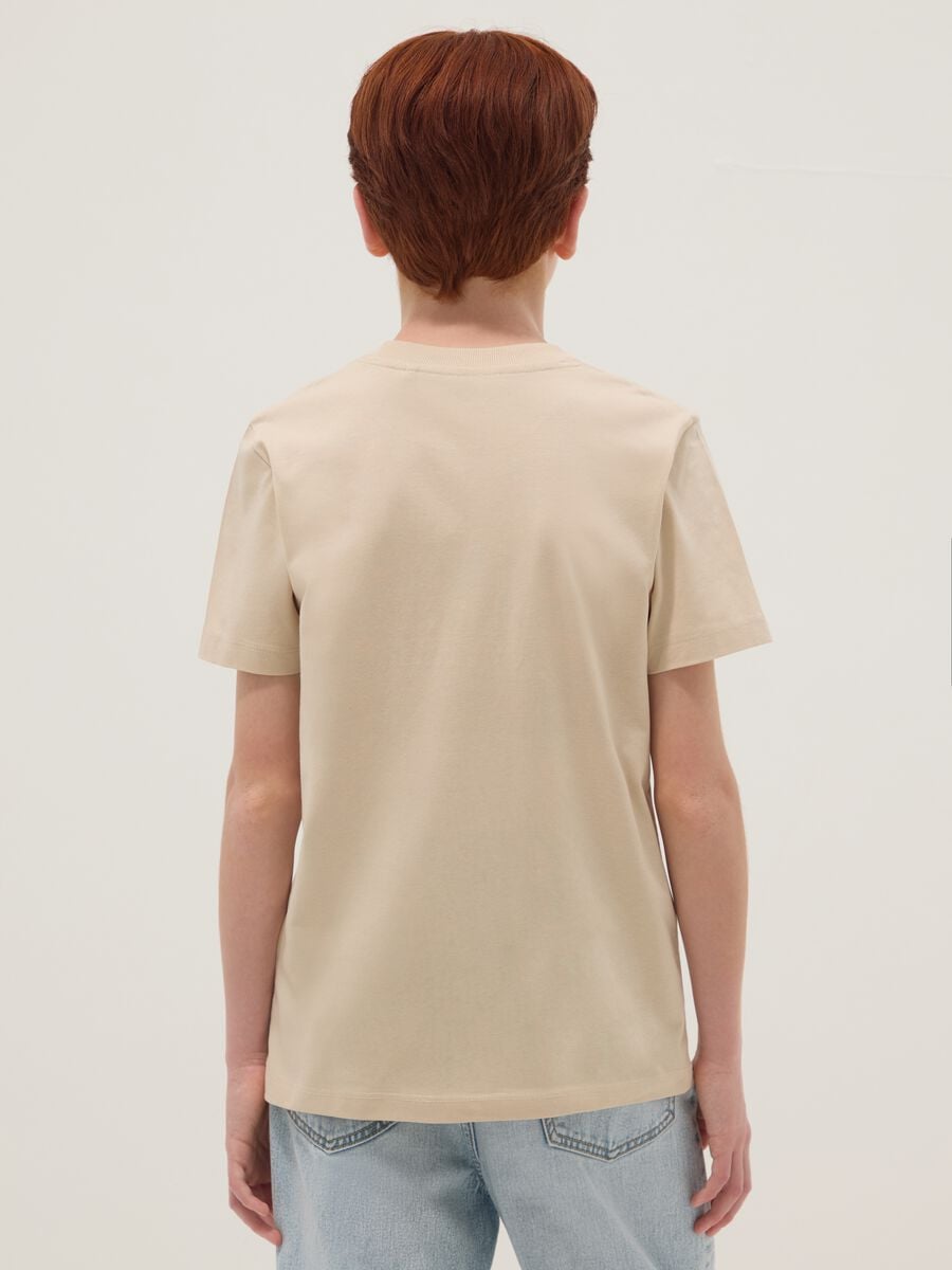 Beige pure cotton regular-fit boys&rsquo; T-shirt with prints_1