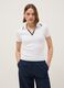 White stretch cotton regular fit polo shirt with contrasting collar_0