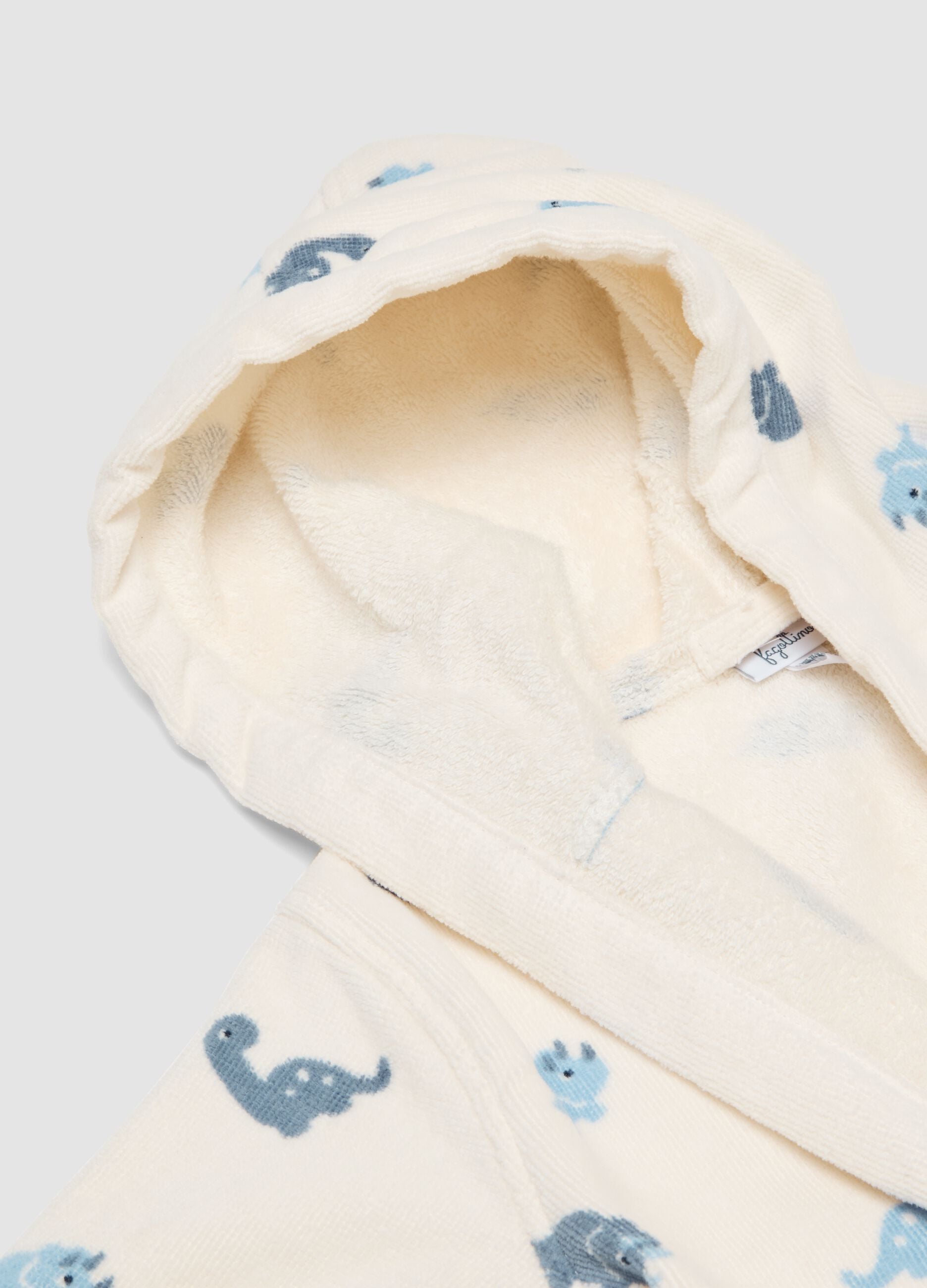 Beige hooded organic cotton bathrobe