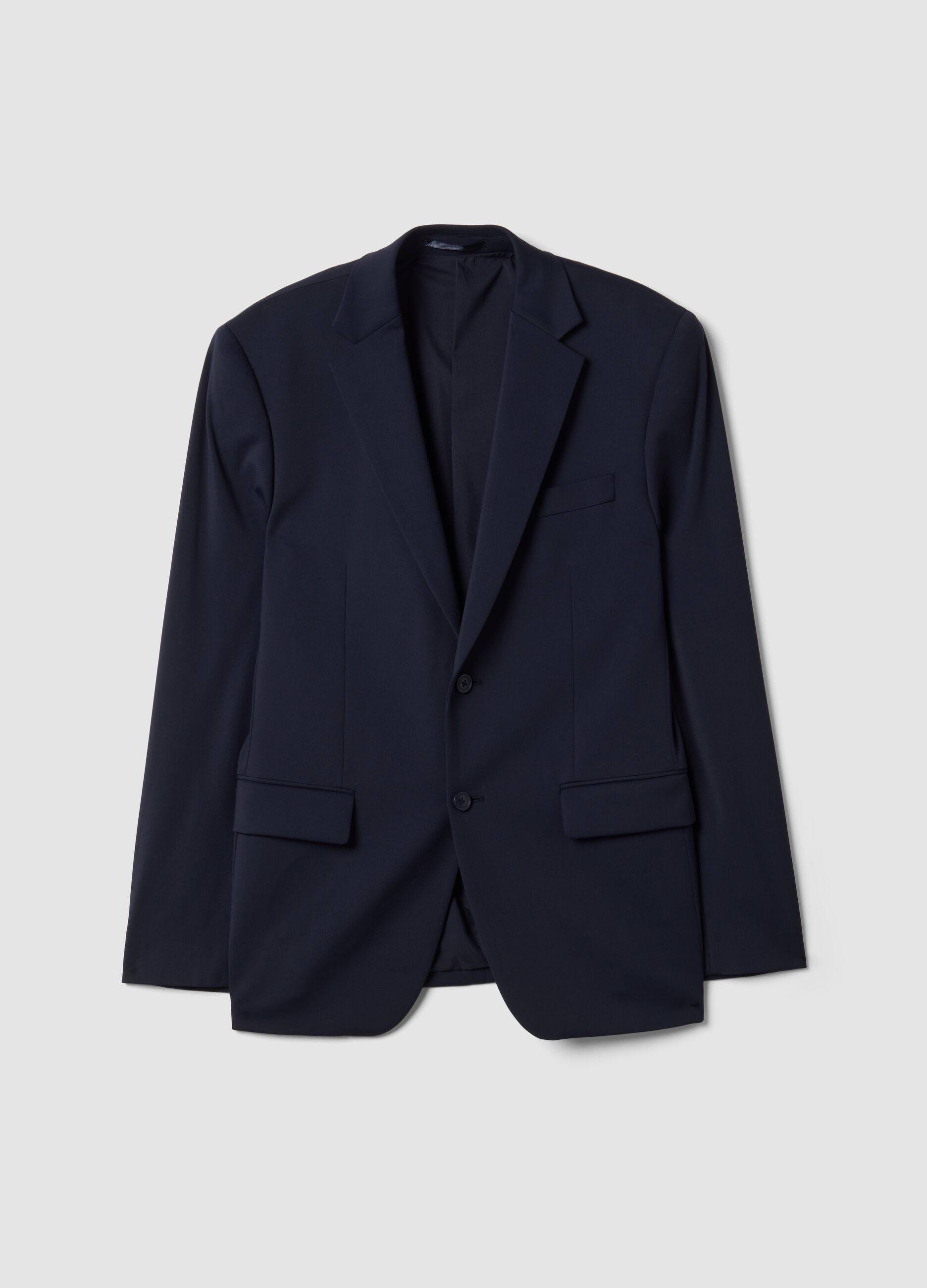 Blue slim-fit 4-way stretch blazer, easy-iron