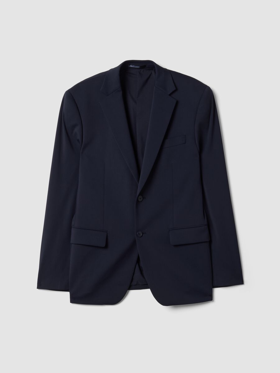 Blue slim-fit 4-way stretch blazer, easy-iron_0