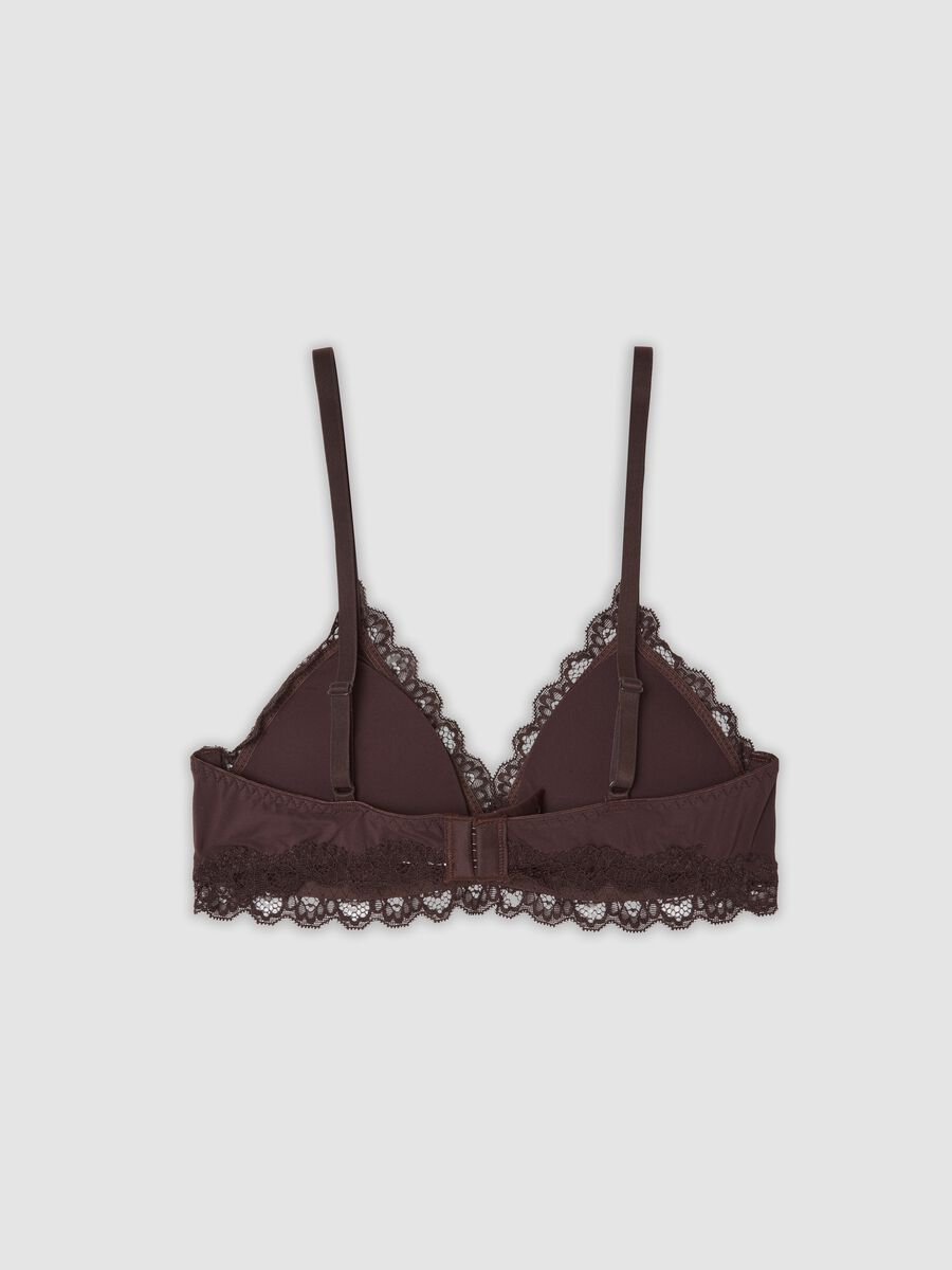 Brown stretch lace-trim bra_2