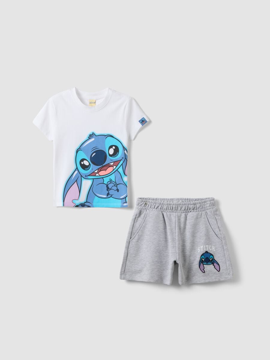 Multicoloured stretch cotton fitted set for girls with Stitch_3