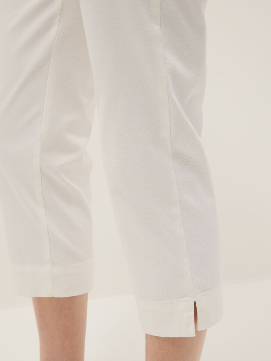 White Slim Fit Stretch Cotton Ankle Trousers_3