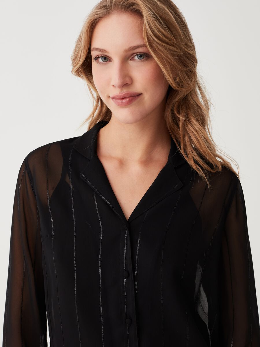 Pinstripe shirt with micro sequins_1